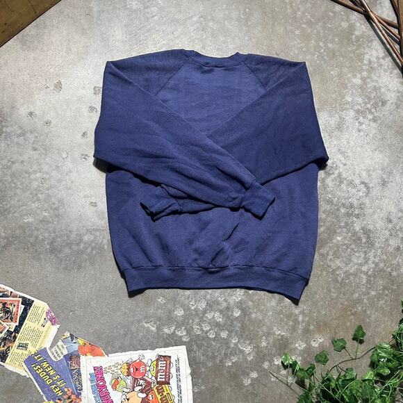 Vintage 80s Jerzees By Russell Faded Navy Blue Crewneck Mens Large Sweatshirt - Picture 3 of 4